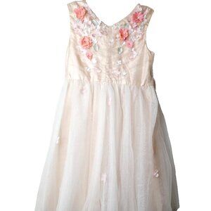 Girls Pink Dress 8 Yrs Chiffon Glitter Lightweight Monsoon UK Sleeveless Floral